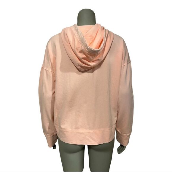 DKNY Sport Orange Pigment Dyed Two Tone Logo Distressed Hoodie Womens Small NWT - Picture 2 of 8